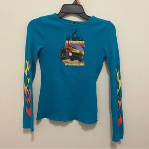 Y2K Hot Lava Long sleeve waffle knit graphic tshirt
